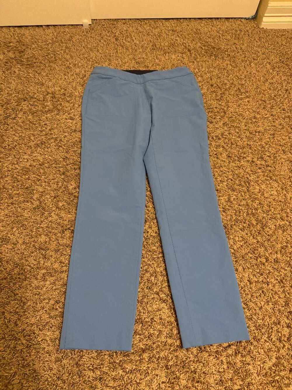 Peter Millar Golf Pants Size 6 Powder Blue Side Zip Pockets Stretch Waistband